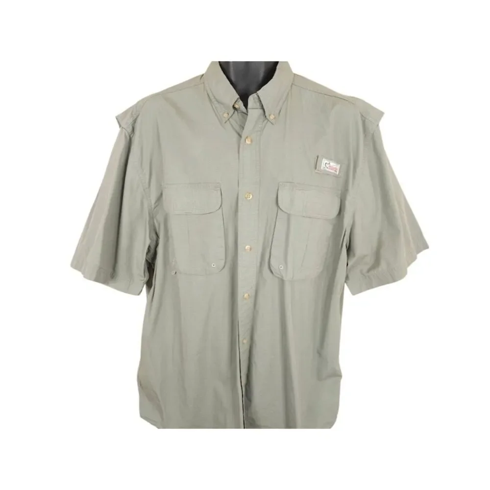 World Wide Sportsman Fishing Shirt Mens Size Large Green Vented